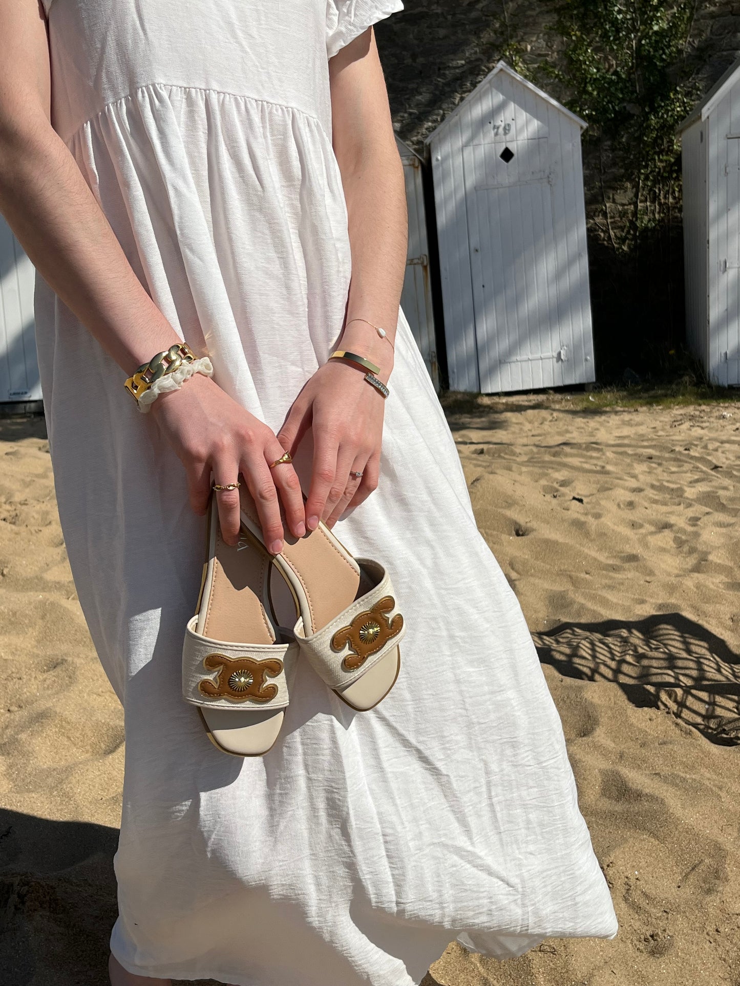 Claquettes Céline beige