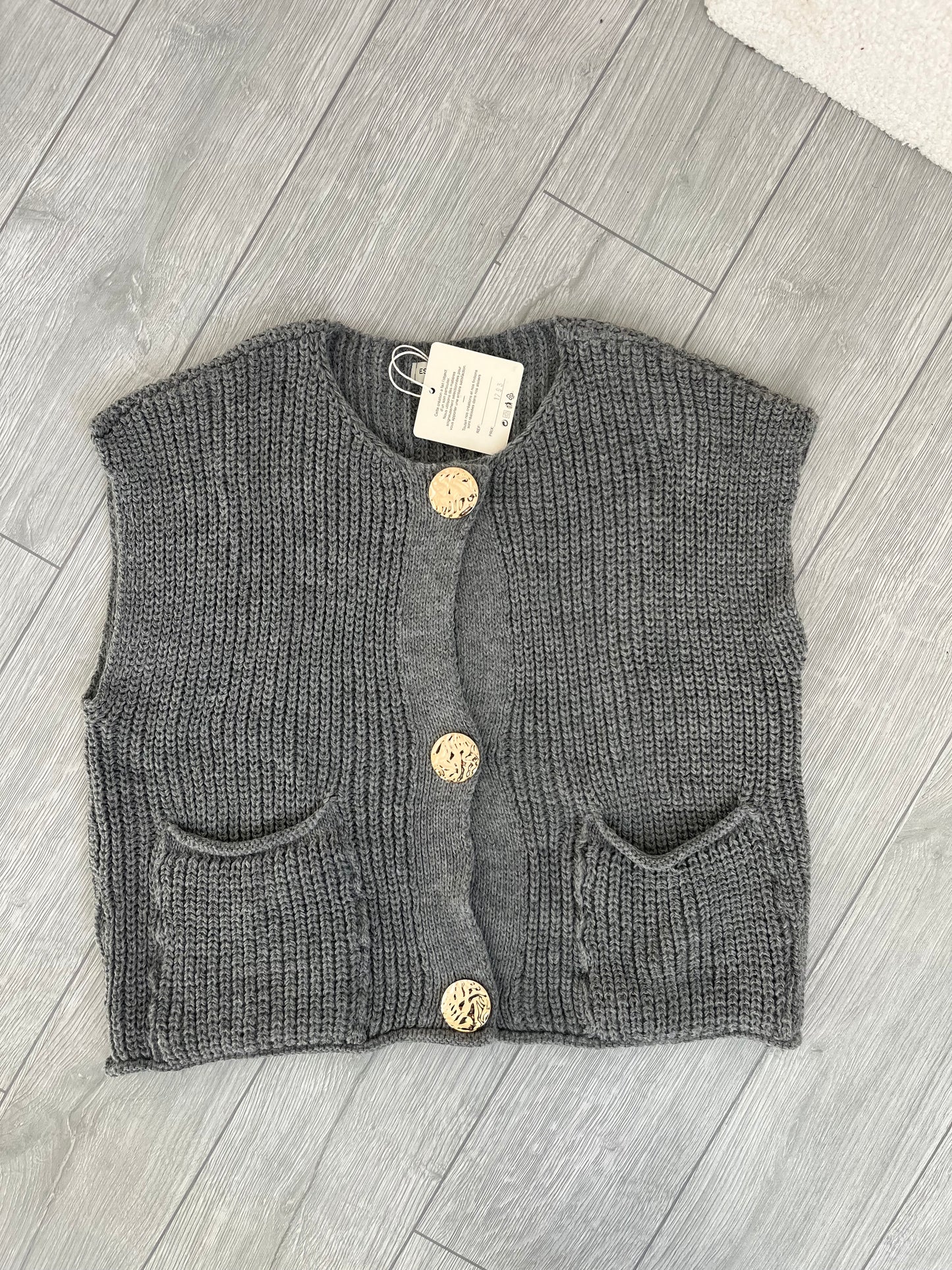 Gilet maille sans manches gris