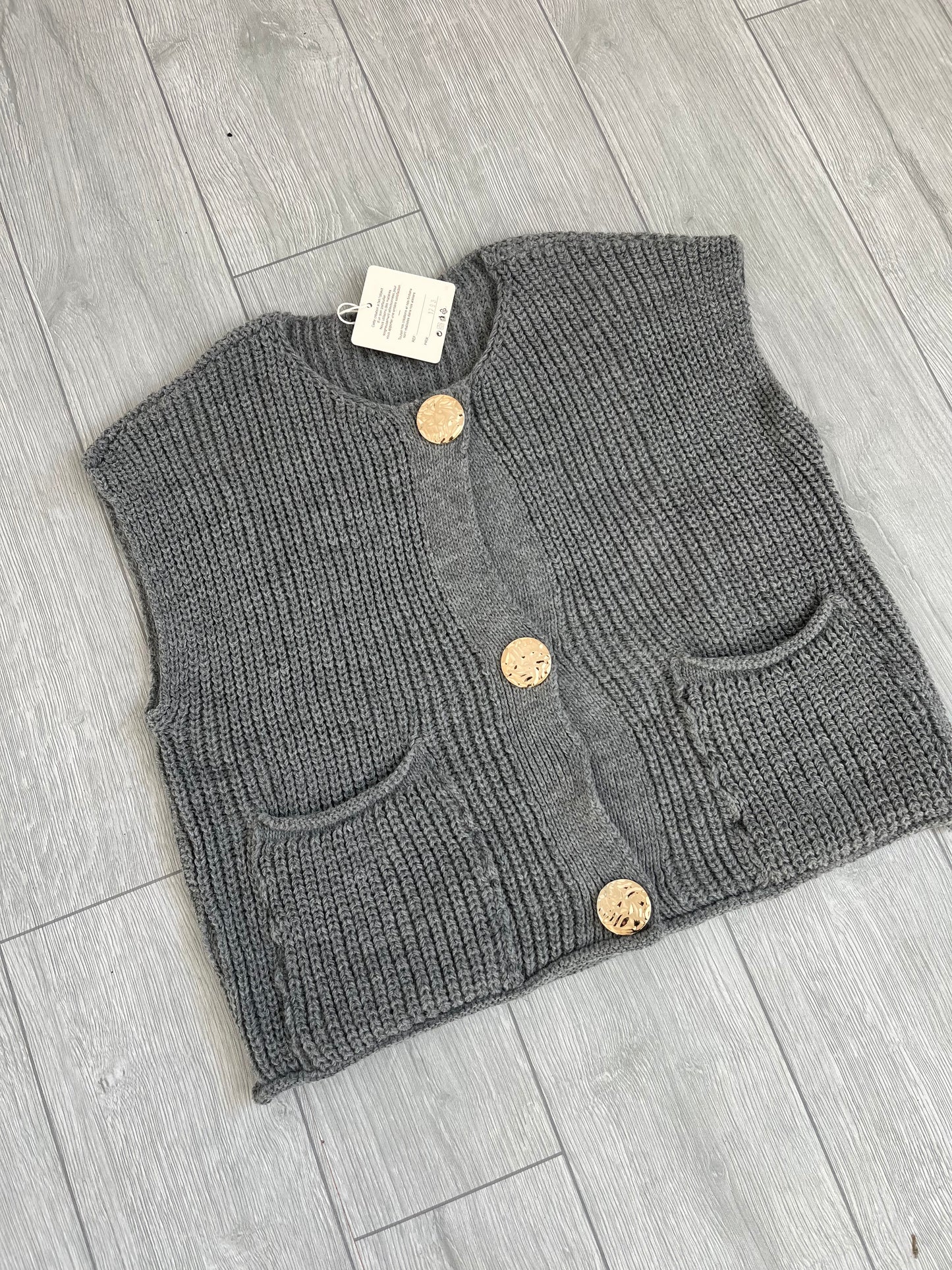 Gilet maille sans manches gris