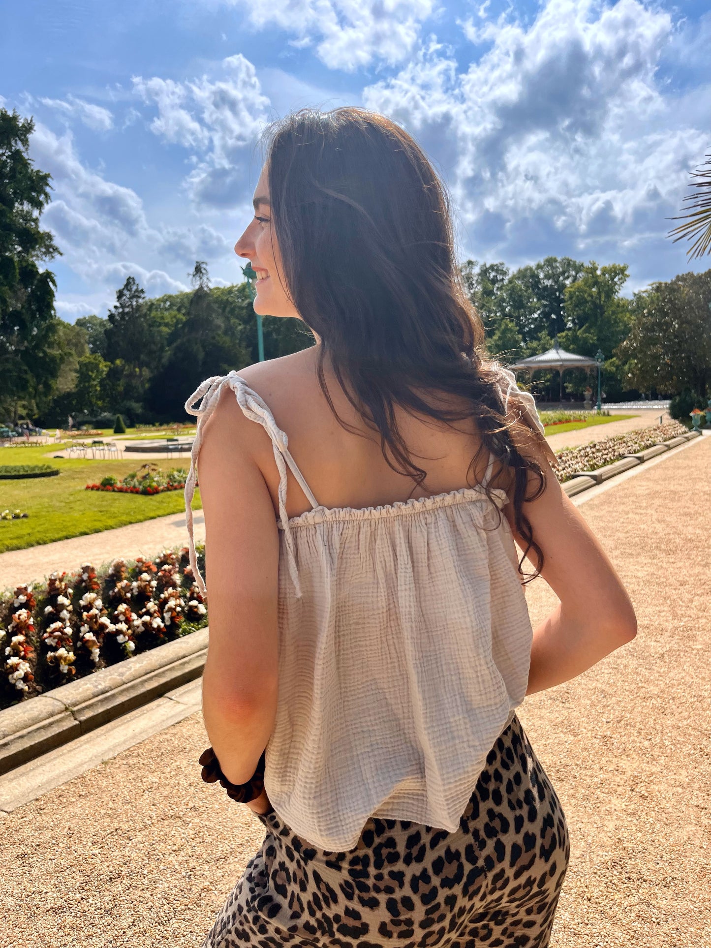 Top Cali beige – Haut femme en gaze de coton (taille 34 à 42)