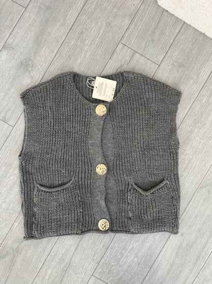 Gilet maille sans manches gris
