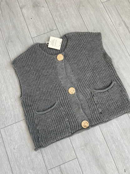 Gilet maille sans manches gris