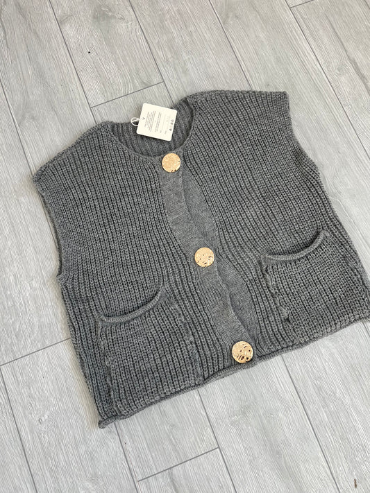 Gilet maille sans manches gris
