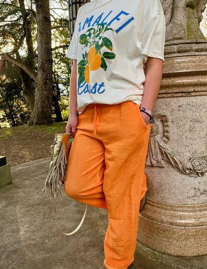 Pantalon en lin orange