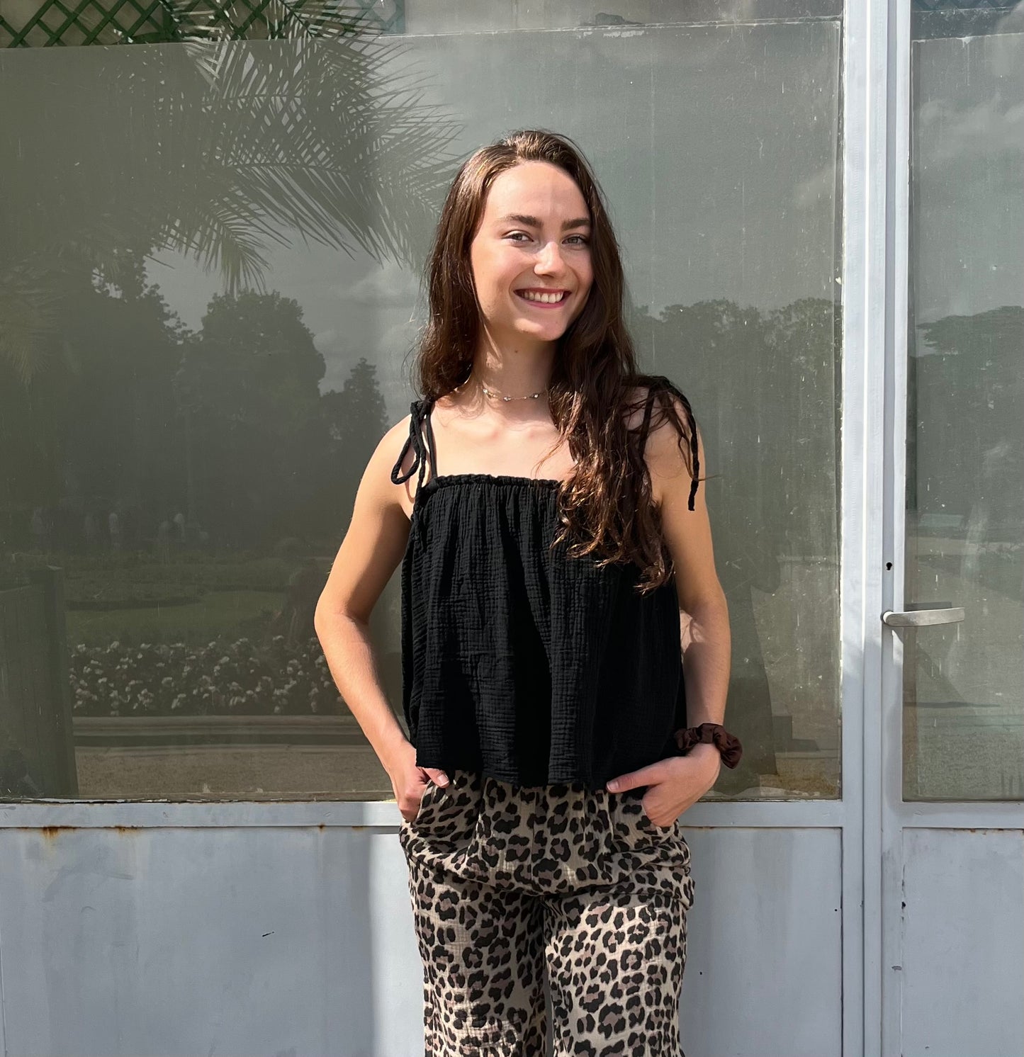 Top Cali noir – Haut femme en gaze de coton (taille 34 à 42)