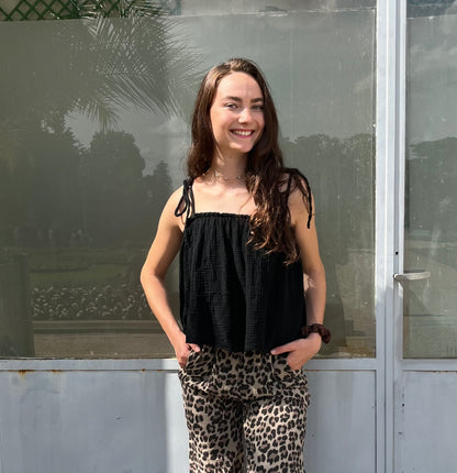 Top Cali noir – Haut femme en gaze de coton (taille 34 à 42)